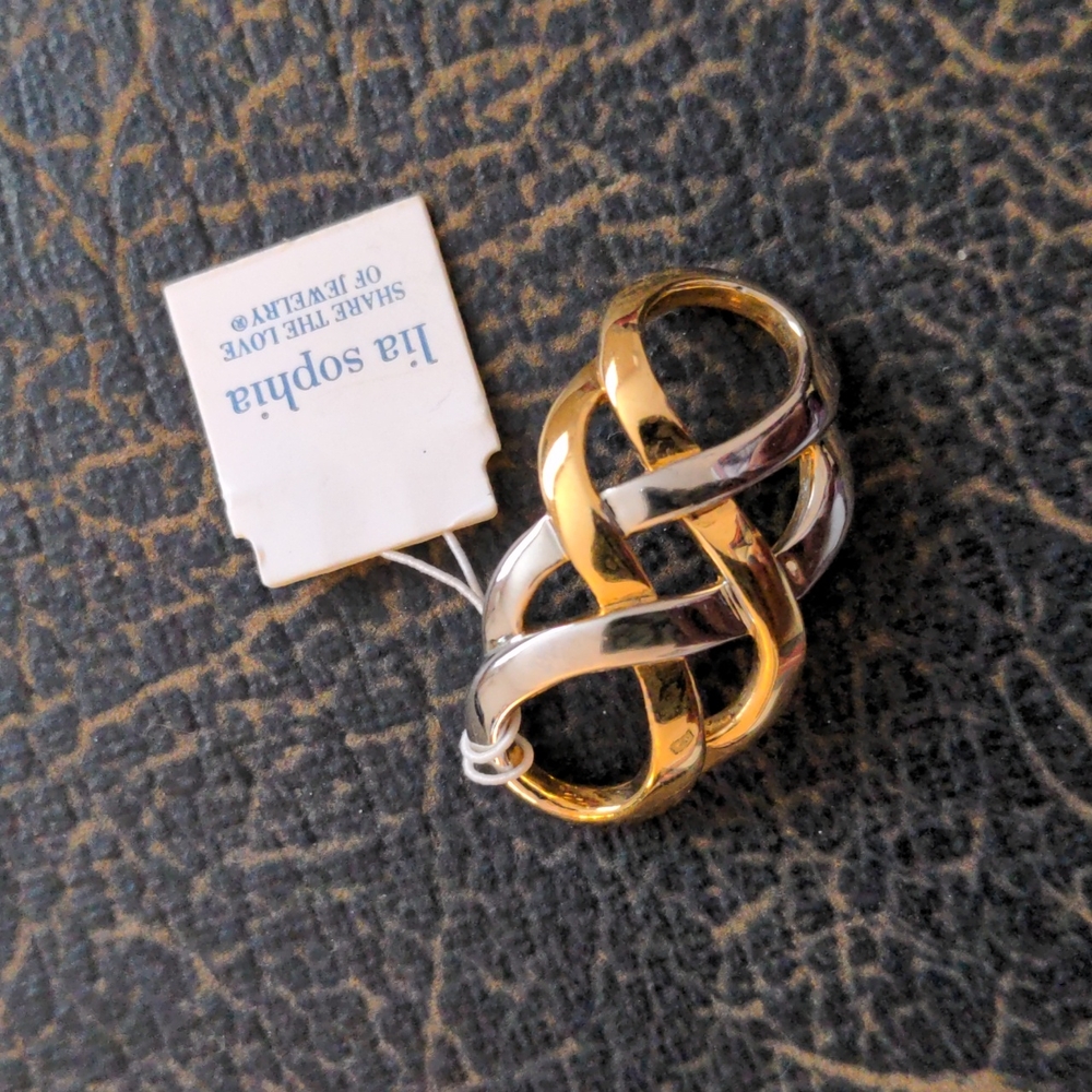 Lia Sophia NWT gold and silver overlap slide